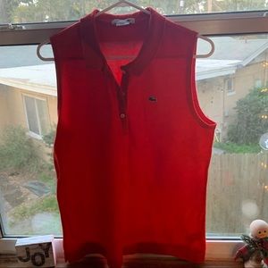 Orange collared Lacoste tank top